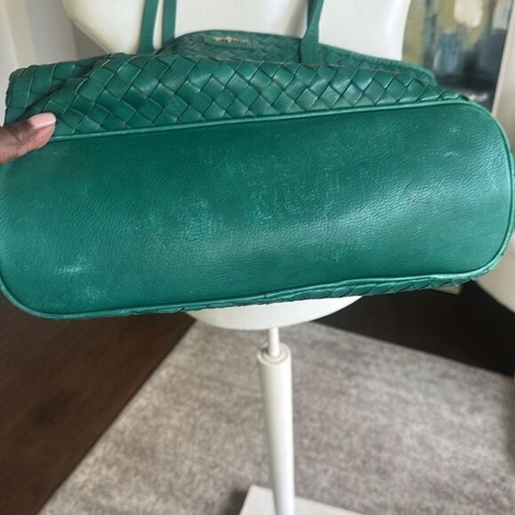 Cole Haan Green Leather Weaved Tote Bag - Picture 3 of 8